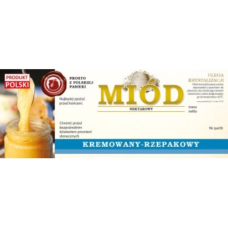 Paczka dużych etykiet na miód rzepakowy kremowany (100szt) - wzór E172