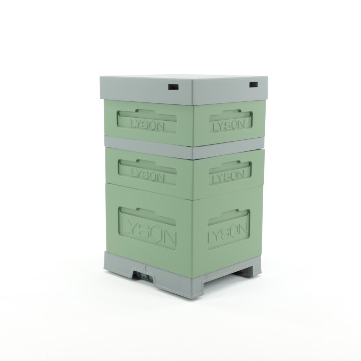 Ul Dadant z dennicą plastikową higieniczną malowany zielono - szary - LU1008H_Z