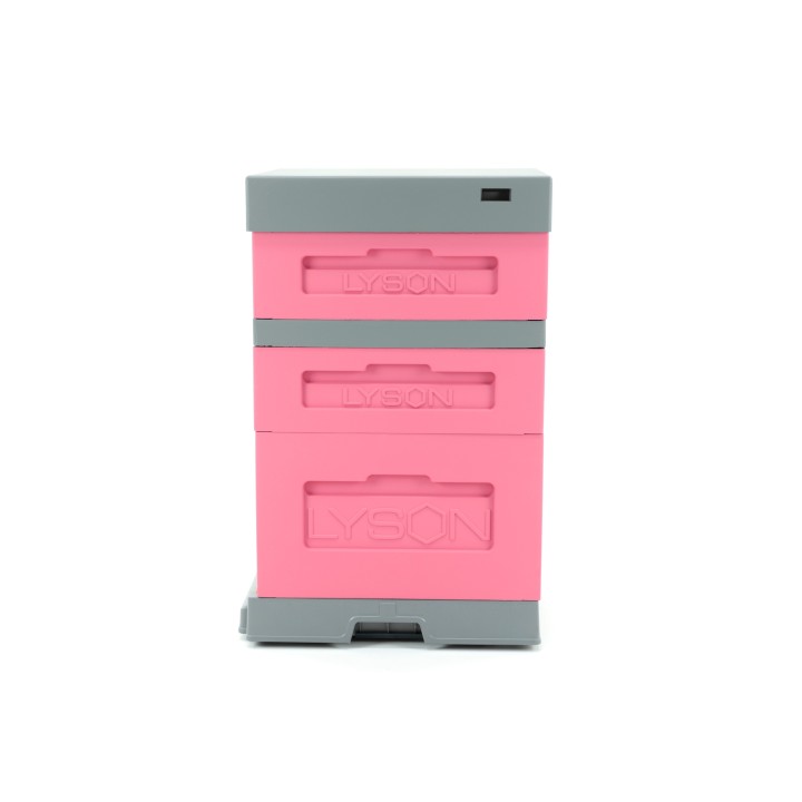 Ul Dadant z dennicą plastikową higieniczną malowany różowo - szary - LU1008H_R