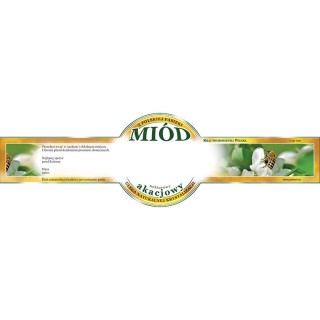 Paczka etykiet małych okrągłych na miód akacjowy (100szt) - wzór E504