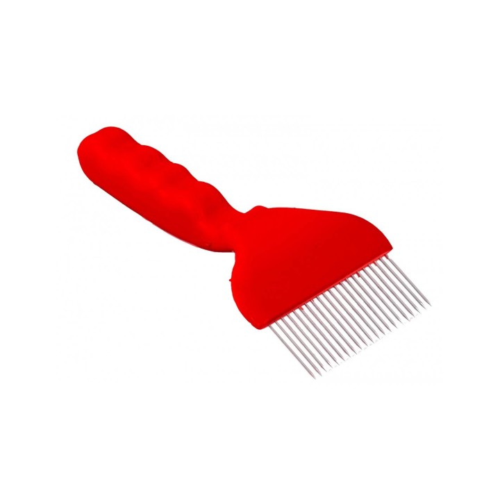 Odsklepiacz widelcowy (21 igieł), nierdzewny z rączką plastikową - wzór 4207