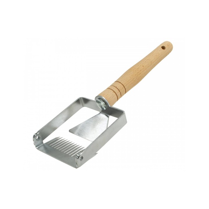 Odsklepiacz widelcowy, nierdzewny, z rączką drewnianą i dystansem - wzór 4206