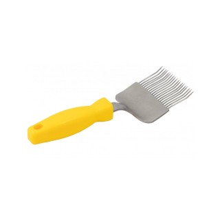 Odsklepiacz widelcowy (19igieł), nierdzewny, z rączką plastikową - profilowany - wzór 4208