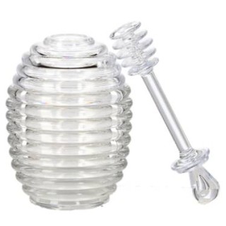 SŁOIK Z TWORZYWA SZTUCZNEGO DO MIODU 200ML Z PAŁECZKĄ