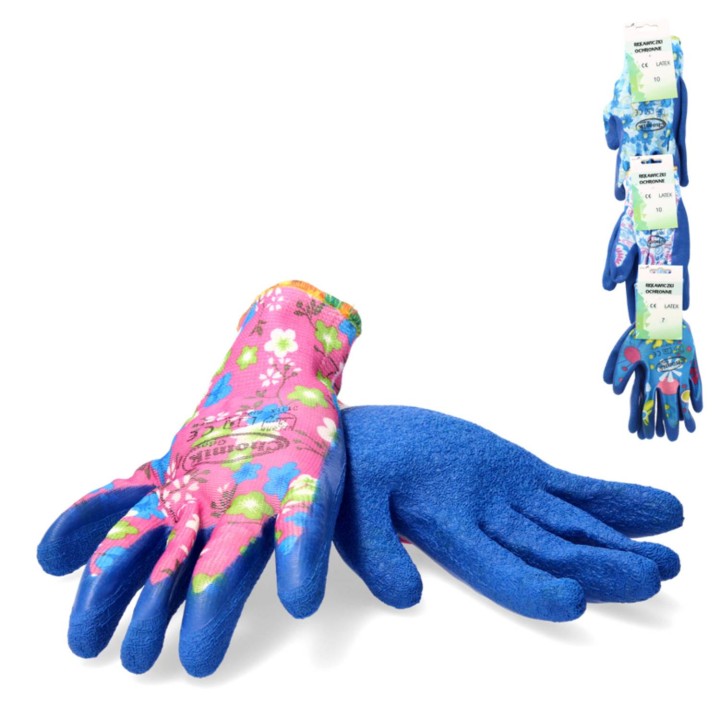 RĘKAWICE OCHRONNE "10" DZIANE Z POLIESTRU POKRYTE LATEKSEM