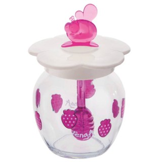 SŁOIK DEKOROWANY Z PLASTIKOWĄ ŁYŻECZKĄ/PAŁECZKĄ  370ML