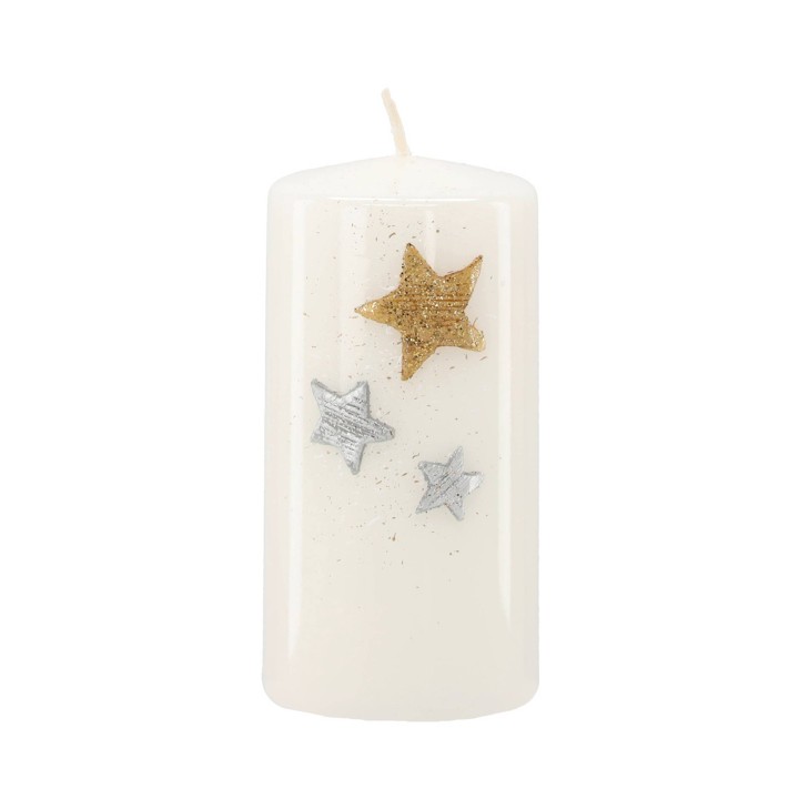 ŚWIECA BOŻONARODZENIOWA - TRZY GWIAZDKI, BIAŁA - ADP3439