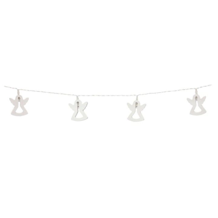 ŁAŃCUCH ŚWIETLNY LED 10L NA BATERIE DREWNIANE ANIOŁKI