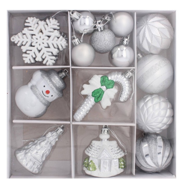 KOMPLET 20 OZDÓB CHOINKOWYCH CZERWONE, SREBRNE, ZŁOTE 23 x 18 x 10 cm