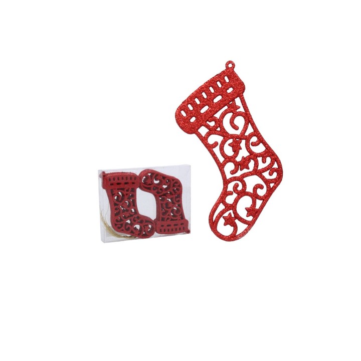 KOMPLET 12 OZDÓB CHOINKOWYCH - BUT 10 CM CZERWONY/ZŁOTY/SREBRNY