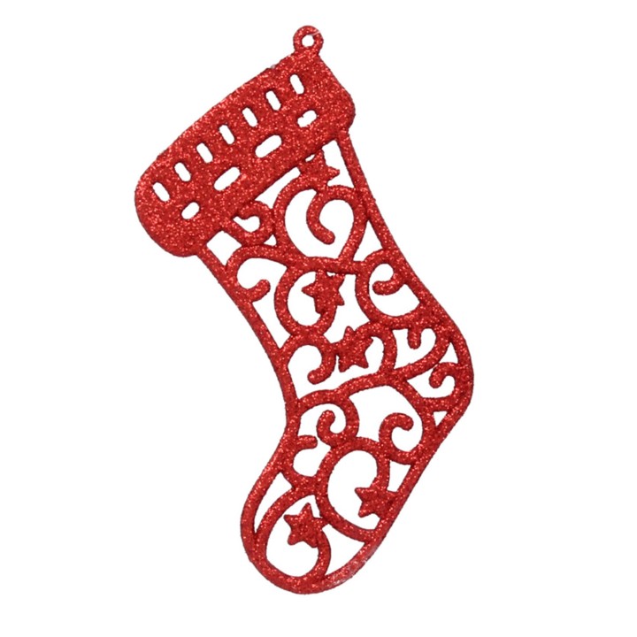 KOMPLET 12 OZDÓB CHOINKOWYCH - BUT 10 CM CZERWONY/ZŁOTY/SREBRNY