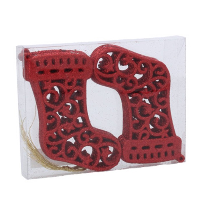 KOMPLET 12 OZDÓB CHOINKOWYCH - BUT 10 CM CZERWONY/ZŁOTY/SREBRNY