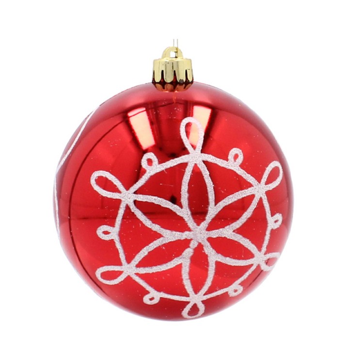 KOMPLET 4 BOMBEK NA CHOINKĘ 10 CM CZERWONE/ZŁOTE/SREBRNE